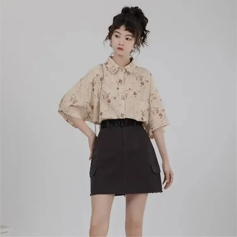 Korean Student Lifestyle - Shirts Women Corduroy Patch Pocket Shirt