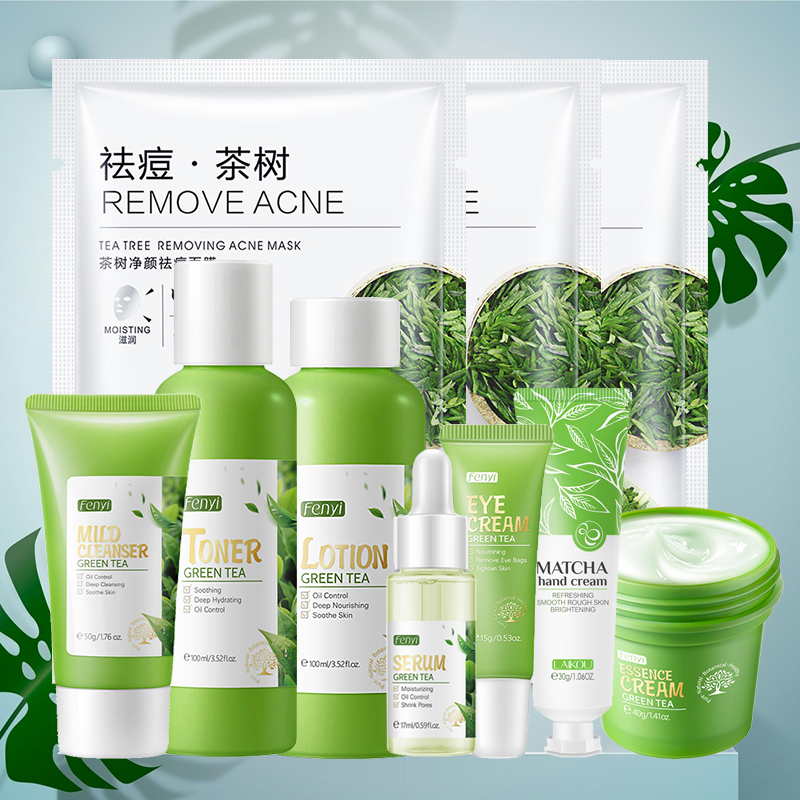 Korean Skincare Routine - Facial Products Kit Sakura / Green