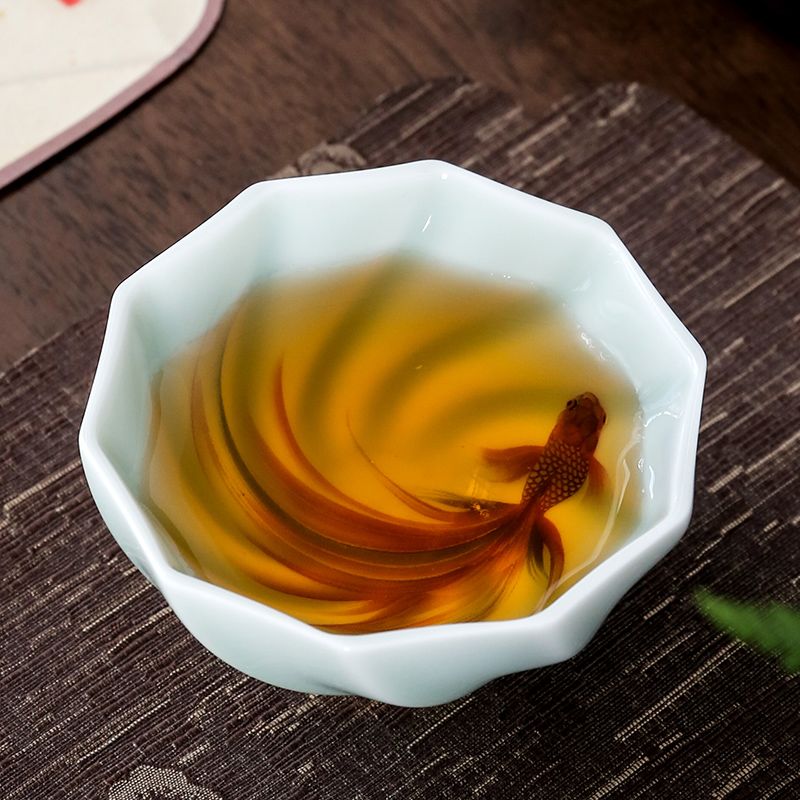Celadon Ceramic Cup - Creative Celadon Teacups Handmade Koi Tea