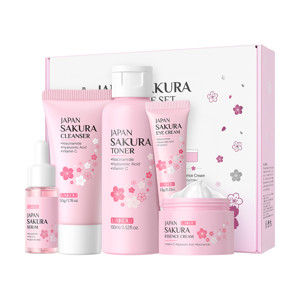 LAIKOU Sakura 5pcs Skin Care K - Essence Serum Toner 评论和价格