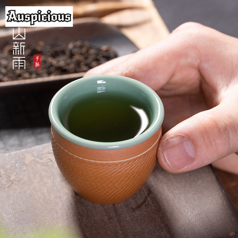 50ml Handmade Knife Jumping Ce - Celadon Ceramic Cup 评论和价格