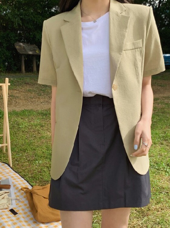 Women's Short Sleeve Suit Jack - Lifestyle In Korean 评论和价格