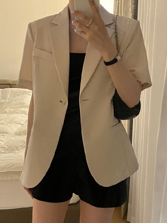 Women's Short Sleeve Suit Jack - Lifestyle In Korean 评论和价格