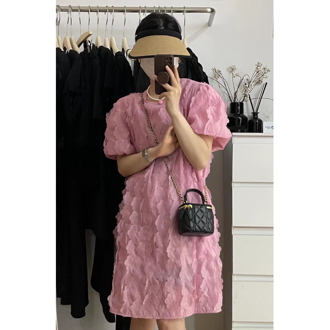 Floral Bubble Sleeve Dress Kor - Lifestyle In Korean 评论和价格