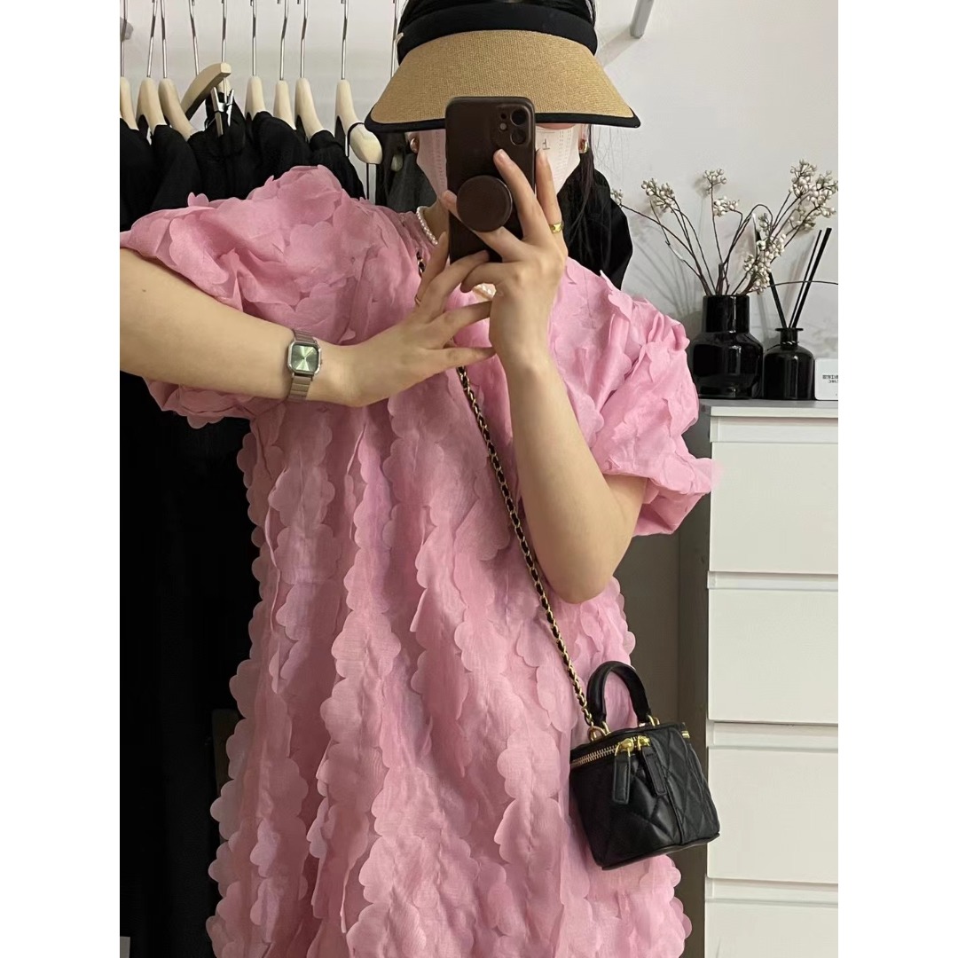 Floral Bubble Sleeve Dress Kor - Lifestyle In Korean 评论和价格