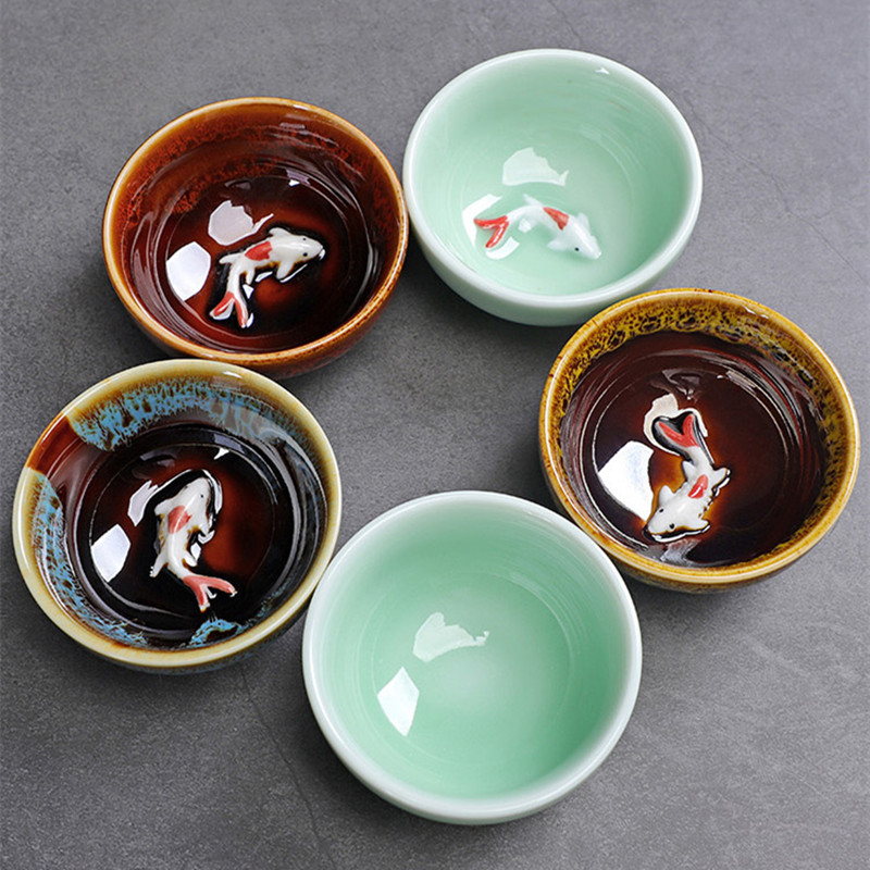 Celadon Fish Cute Teacup, Chin - Celadon Ceramic Cup 评论和价格